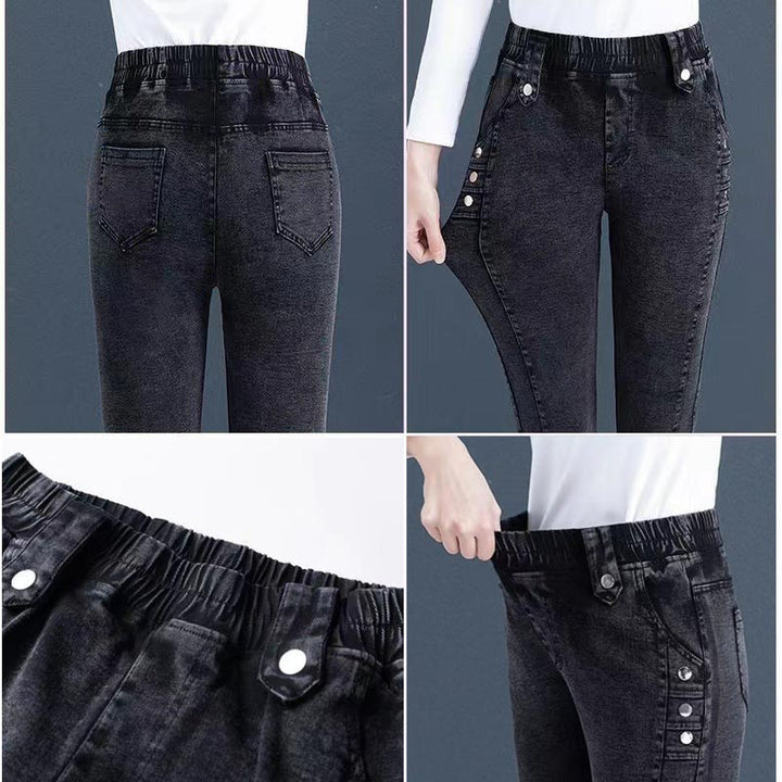 Jean skinny élastique en peluche chaude
