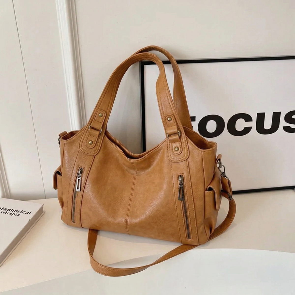 Uma - Dual Zipper Large Capacity Shoulder Bag